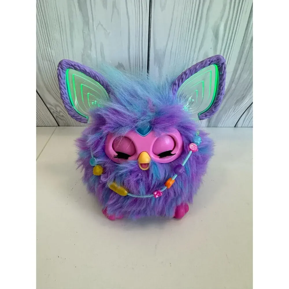 Furby Purple Plush Interactive Toy 2023 Hasbro  Tested/ Working w/necklace